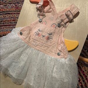 Cute Pink Bunny Overall Dress